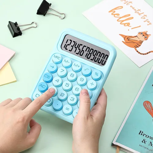 Vista 7 de Mr. Pen - Calculadora con interruptor mecánico, 12 dígitos, pantalla LCD grande, calculadora azul con botones grandes, suministros para el regreso