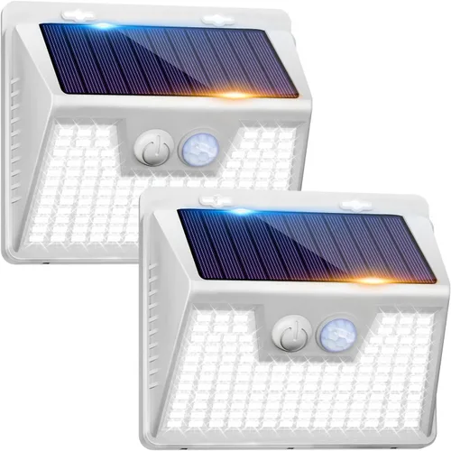 Vista 27 de Peasur Luces Solares para Exteriores con Sensor de Movimiento, 140 LED Luz Solar Alimentada por Energía Solar para Cerca Impermeable, 3 Modos