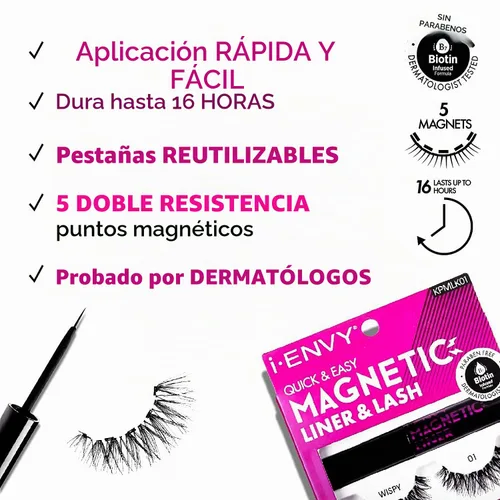 Vista 4 de i•ENVY Pestañas magnéticas de doble fuerza reutilizables