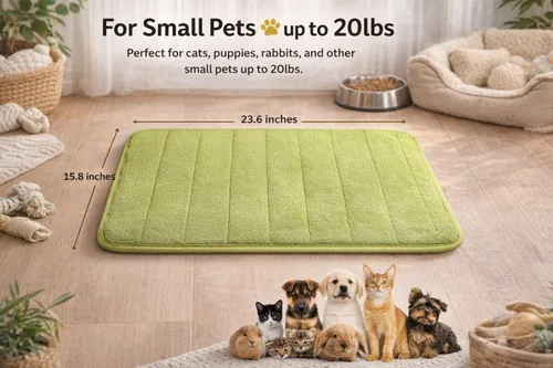 Vista 2 de Tapete lavable para cama de mascotas (23.6 x 15.8 pulgadas), paquete de 3 unidades para uso en interiores y exteriores, tapete suave para dormir