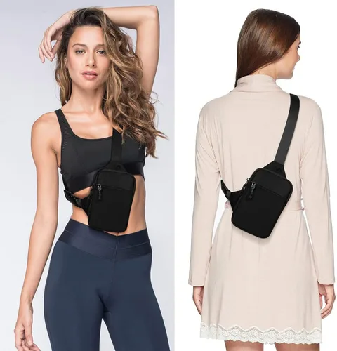 Vista 5 de Mini bolsa bandolera para hombres y mujeres, pequeña mochila cruzada de hombro, riñoneras, bolsa de bolsillo personal, bolsa de pecho para teléfono