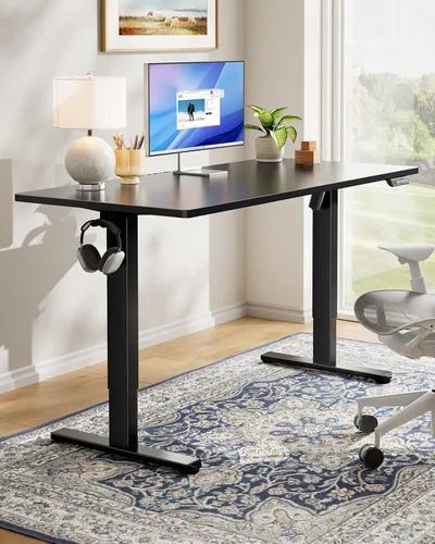 Vista 2 de HUANUO Escritorio Eléctrico de Pie, Superficie de Escritorio de Una Sola Pieza de 40" x 24", Escritorio de Computadora de Altura Ajustable, 4 Negro