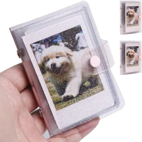Vista 11 de Paquete de 2 mini álbumes de fotos holográficos de 64 bolsillos, soporte portátil para tarjetas fotográficas Kpop para Fujifilm Instax Mini