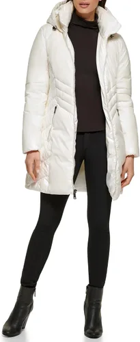 Vista 21 de GUESS Chaqueta acolchada de peso medio para mujer Cinturón negro.