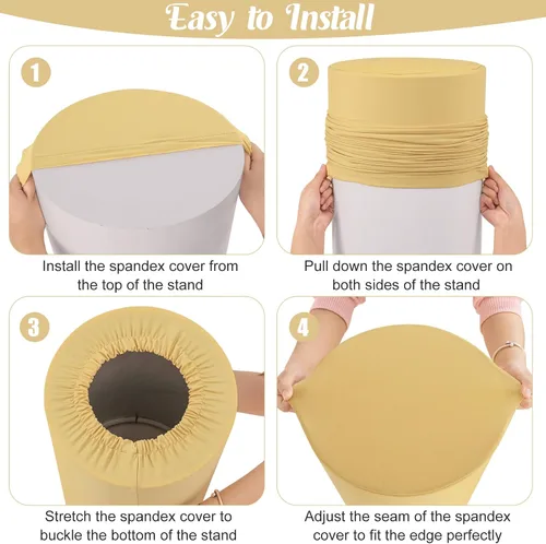 Vista 5 de Fivenl Juego de 5 fundas de pie cilíndrico de elastano, juego de 5 fundas elásticas para zócalo, mesa de postre, cubierta de pilares para accesorios