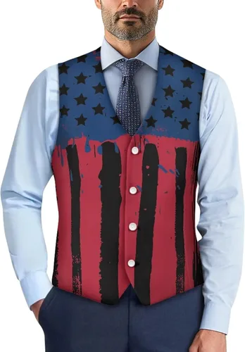 Vista 28 de TODIYADDU Chaleco de cuello en V para hombre, chaquetas de traje sin mangas Maple Leaf