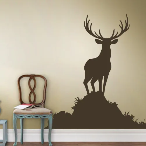 Vista 2 de Buck pared animales calcomanía decorativo para pared vinilo calcomanía decorativo para pared, diseño de ciervo Vida Silvestre caza Decoración Negro