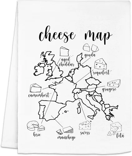 Vista 9 de Moonlight Makers Divertidas toallas de cocina con temática de queso, toallas decorativas hechas a mano de algodón, paño de té absorbente, regalos