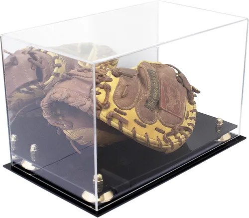 Vista 25 de Better Display Cases Vitrina de guantes de béisbol de acrílico transparente con elevadores negros (A011/V16)