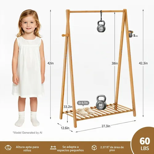 Vista 2 de Estante de ropa de los niños pequeños estantes de ropa de bebé