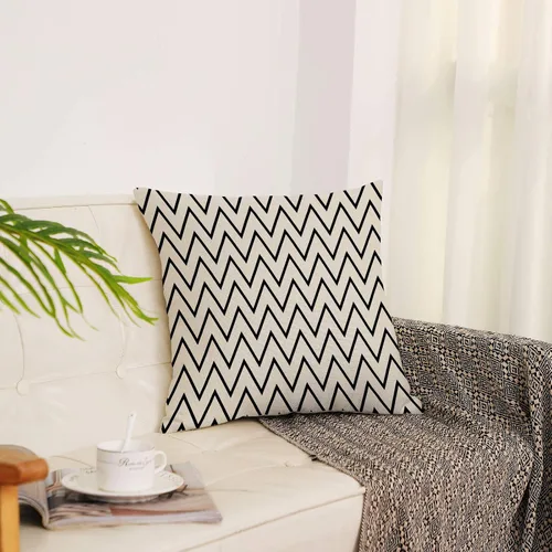 Vista 8 de YeeJu - Funda de cojín cuadrada de lino y algodón con diseño geométrica. Funda de almohada, para exterior, hogar, sofá.
