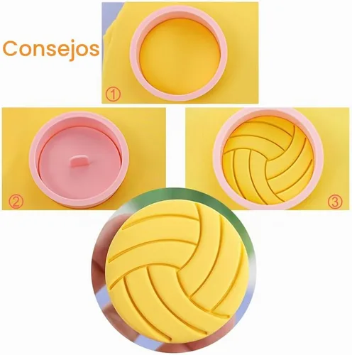 Vista 3 de Juego de cortadores de galletas con forma de bola, 8 piezas de fútbol 3D, baloncesto, béisbol, voleibol, fútbol, tenis, cortadores de galletas