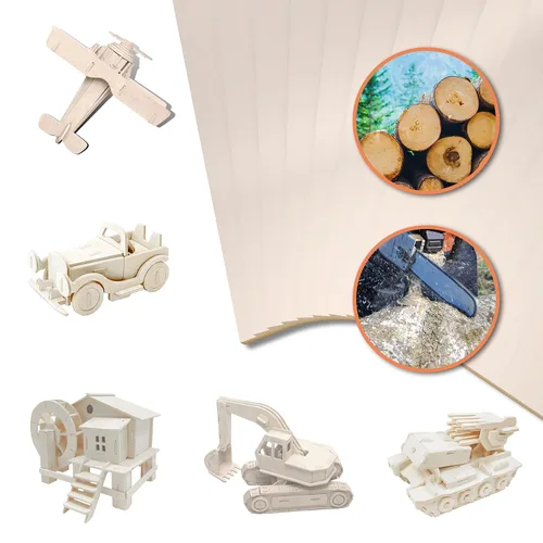 Vista 4 de Paquete de 36 hojas de madera de tilo, tablero de madera contrachapada de 1/8 de pulgada sin terminar, madera de 3 mm para corte por láser, tablas