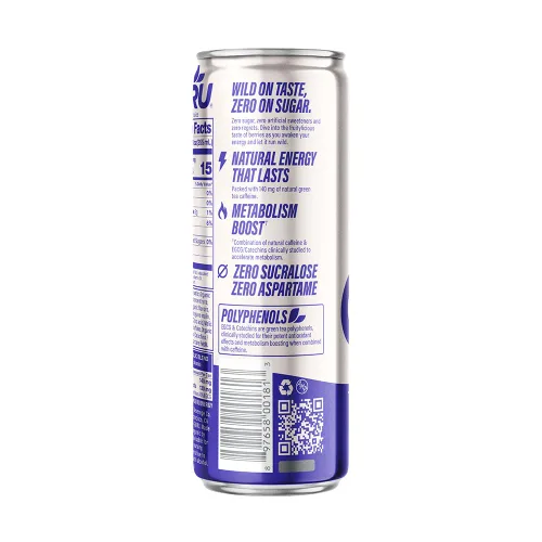 Vista 2 de Guru Bebida energética orgánica Zero Wild Berry, 12 Fz