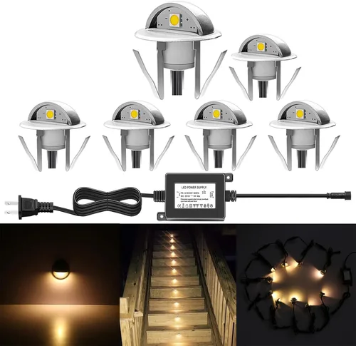 Vista 38 de Luz LED para escaleras, bajo voltaje, impermeable, IP65, para exteriores, 1-2/5 pulgadas, de madera empotrada, iluminación LED de terraza, patio