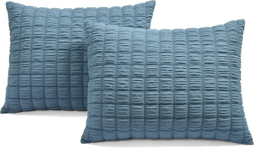Vista 7 de Lush Decor Juego de edredón Dobby texturizado de 3 piezas, tamaño matrimonial/queen, azul