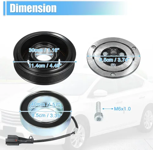 Vista 3 de uxcell Juego de embrague de compresor de CA Reemplazar para Subaru Impreza 2012-2016 A/C Embrague Conjunto de reparación