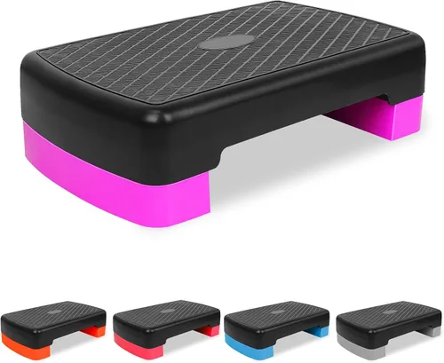 Vista 9 de Height-Adjustable 4"-6" Step Aerobics Platform Fitness Equipment Stepper Trainer Exercise Step Platform with 2 Riser