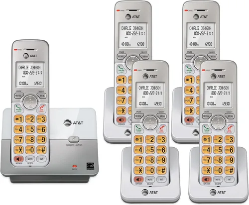 Vista 21 de AT&T - Teléfono inalámbrico expandible con sistema de respuesta y teclas XL retroiluminadas, 5 terminales Digital Answering System, Extra-Large