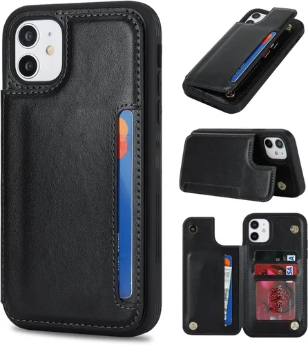 Vista 14 de iCoverCase Compatible con iPhone 11 Funda con Portador de Tarjetas, Funda de Teléfono Tipo Billetera para Mujeres Hombres Bloqueo RFID Funda Beige