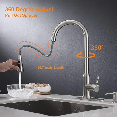 Vista 3 de Keer - Grifo de cocina táctil, grifo inteligente para fregadero de cocina con rociador extraíble, grifo de fregadero de barra de cocina activado