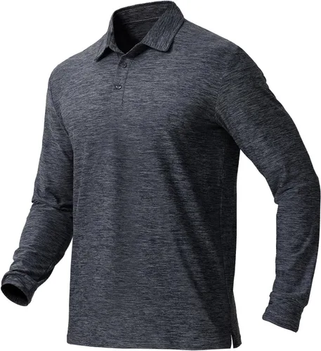Vista 33 de NAVISKIN Camisas polo de manga larga para hombre, camisas de golf con cuello UPF 50 SPF para hombre, secado rápido, absorbe la humedad