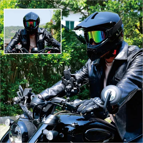 Vista 6 de Cascos de Dirt Bike para Adultos Negro DOT ATV Motocross Motocicleta Todoterreno Calle Bicicleta de Montaña Cara Completa con Gafas Guantes Máscara