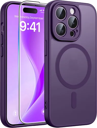 Vista 165 de FNTCASE - Funda para iPhone 16 Pro: magnética, mate, translúcida, de grado militar, protectora contra caídas, resistente, fina, duradera y a prueba
