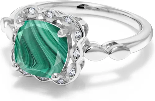 Vista 47 de Gem Stone King Anillo de compromiso de plata de ley 925 de 0.315 in con piedra natal y zafiro blanco creado Anillo de compromiso de boda