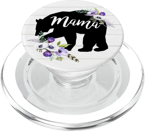 Vista 8 de Mama Bear - Agarre y soporte para teléfonos y tabletas con diseño floral en color morado