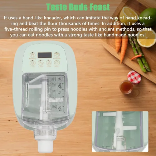 Vista 4 de Máquina automática de pasta de 260 W, máquina eléctrica de fideos para pasta, máquina de pasta con 12 formas de fideos con taza medidora, capacidad