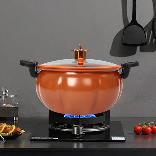 Vista 4 de Olla a presión micro de 8 litros de gran capacidad, olla de micro presión de calabaza con tapa transparente, olla universal con asas de bloqueo