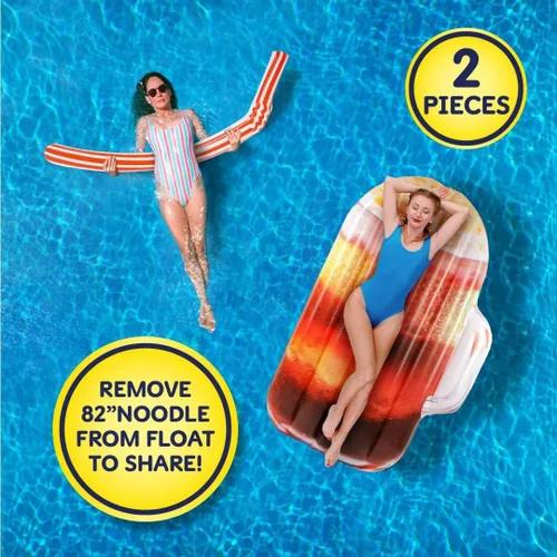 Vista 3 de Flotador de cerveza de raíz y fideos – Tubo flotante de piscina, balsas inflables para niños y adultos – Flotador inflable grande para natación