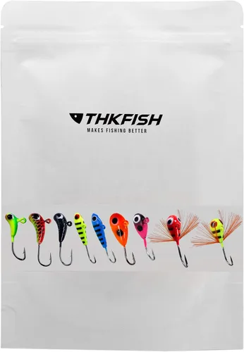 Vista 7 de THKFISH Plantillas de pesca en hielo Señuelos de pesca en hielo Equipo de pesca en hielo Kit de aparejos de pesca pequeños Crappie Panfish Jigs