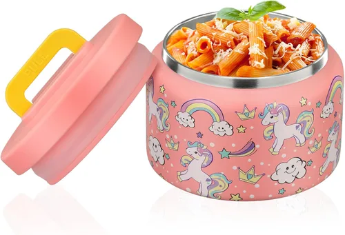 Vista 10 de PIQUEBAR - Termo infantil de 8 onzas para alimentos calientes, pequeño recipiente térmico de acero inoxidable, termo de boca ancha fácil de abrir