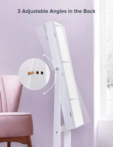Vista 8 de Nicetree Gabinete de joyería giratorio de 360 con espejo de cuerpo entero