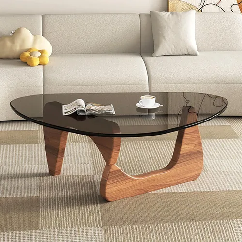 Vista 17 de Mesa de centro moderna de cristal, mesa de centro pequeña de mediados de siglo, mesa de centro para sala de estar, adecuada para dormitorio, sala