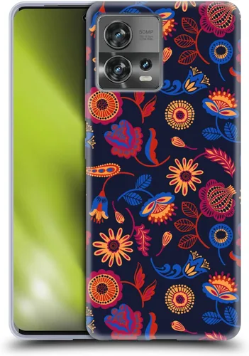 Vista 21 de Head Case Designs Officially Licensed Haroulita Blue Red Ethnic Pattern Soft Gel Case Compatible with Motorola Moto Edge 30 Fusion