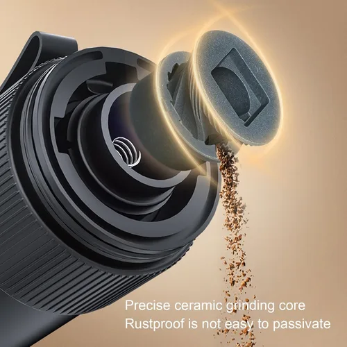 Vista 8 de Generic Molinillo de café eléctrico portátil con mango recargable por USB, parada automática, silencioso, ajustable, pequeño, de acero inoxidable