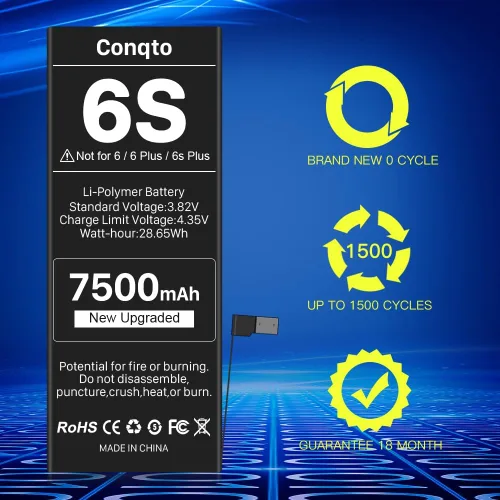 Vista 3 de [7500 mAh] Batería para iPhone 6S (nueva versión 2025), repuesto de batería de 0 ciclos de mayor capacidad mejorada para iPhone 6S modelo A1633