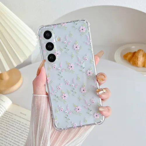Vista 18 de ZTOFERA Funda transparente para Samsung Galaxy S24 con bonito patrón de flores para mujeres y niñas, funda protectora a prueba de golpes, delgada