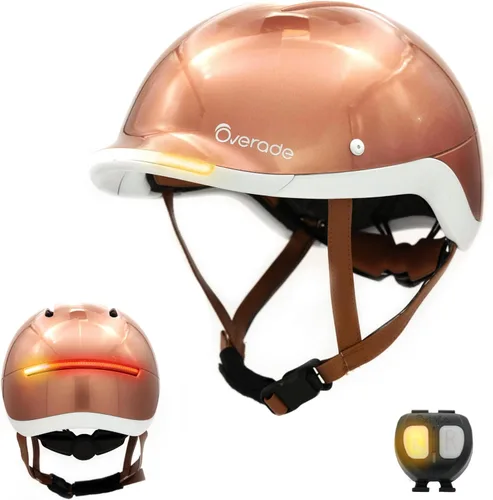 Vista 13 de Overade Casco salvavidas para bicicletas y e-scooters, con potente iluminación delantera/trasera, función intermitente, talla única