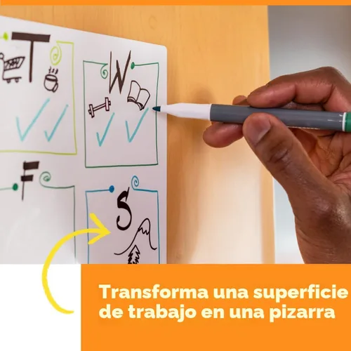 Vista 6 de Post-it DEF8x4, película para pizarra de borrado en seco, para paredes, puertas, mesas, pizarras, y más, removible, a prueba de manchas, fácil