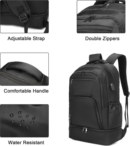 Vista 5 de seyfocnia Mochila de gimnasio para hombres, bolsa de gimnasio con compartimento para zapatos, mochila ligera para viajes, entrenamiento, deportes