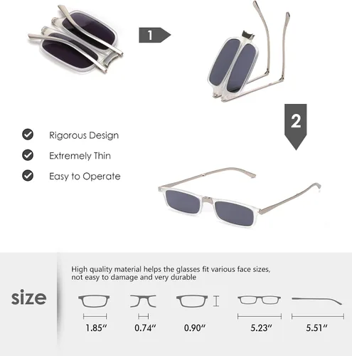 Vista 2 de SKYOAK Gafas de Sol de Lectura Plegables Irrompibles Evolucionadas para Mujeres y Hombres con Bloqueo de Luz Azul Anti UV Anti Fatiga Ocular