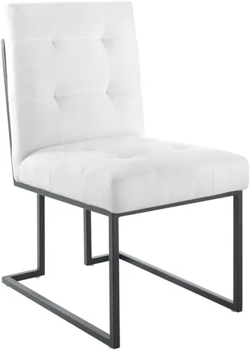 Vista 16 de Modway Privy Taburete tapizado de tela de acero inoxidable negro, beige