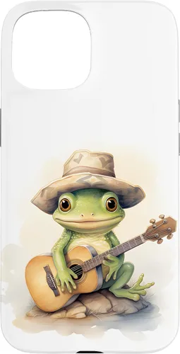 Vista 6 de Cute Little Green Frog Playing Guitar Case for iPhone 16