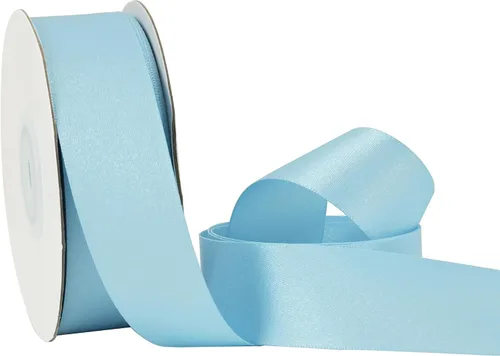 Vista 9 de HUIHUANG Cinta azul bebé de 1 pulgada x 20 yardas, cinta de satén gruesa brillante de lujo de doble cara para baby shower, manualidades y lazos