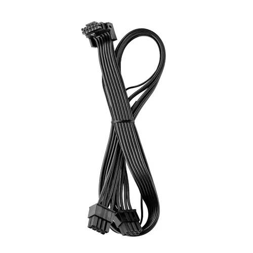 Vista 7 de CableMod Basics C-Series 12VHPWR Cable PCI-e de 90 grados StealthSense para Corsair - Variante A (negro, 16 pines a doble 8 pines, 23.6 in)