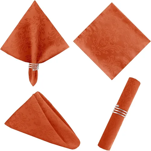Vista 23 de Servilletas cuadradas de jacquard blanco, servilletas de poliéster suave resistentes a las arrugas con diseño damasco, servilletas de tela